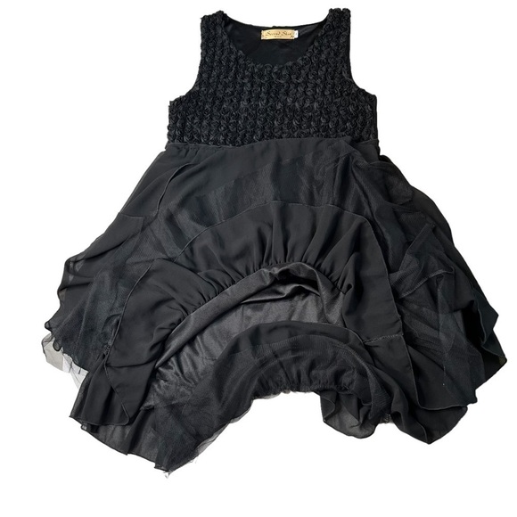 SECOND SKIN NYC Black Floral Sleeveless Asymmetrical Midi Dress Size M - Picture 9 of 16